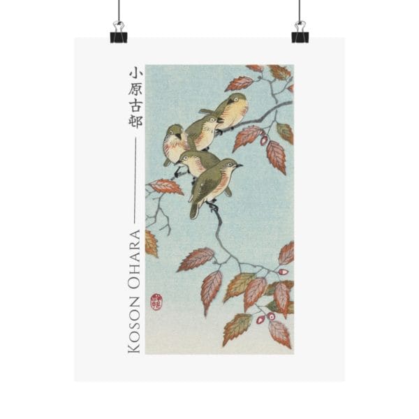 Ohara Koson Print – Japanese White-eyes On Branch #072 (public domain reproduction)