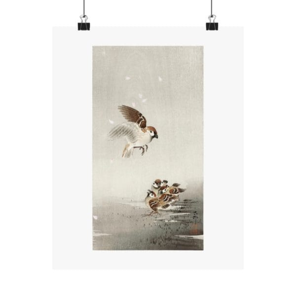 Front, 11″ x 14″ – Ohara Koson Print – Sparrows #069 (public domain reproduction) Ohara Koson Print – Sparrows #069 (public domain reproduction)