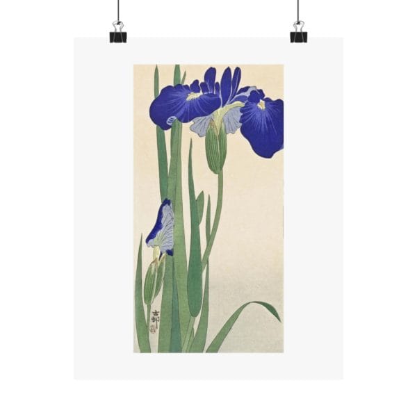 Ohara Koson Print – Blue Irises #026 (public domain reproduction)