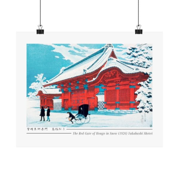 Takahashi Shōtei Print – The Red Gate of Hongo in Snow (1926) #008 (public domain reproduction)