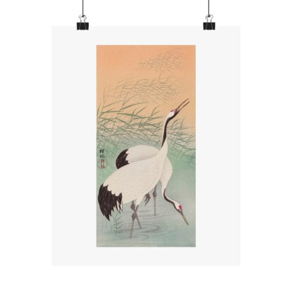 Front, 11″ x 14″ – Ohara Koson Print – Two Cranes #065 (public domain reproduction) Ohara Koson Print – Two Cranes #065 (public domain reproduction)