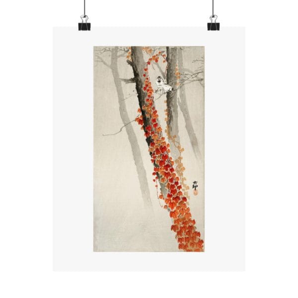 Ohara Koson Print – Red Ivy #078 (public domain reproduction)