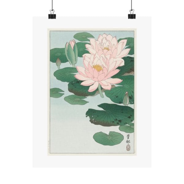 Front, 11″ x 14″ Ohara Koson Print – Water Lily #018 (public domain reproduction) Ohara Koson Print – Water Lily #018 (public domain reproduction)