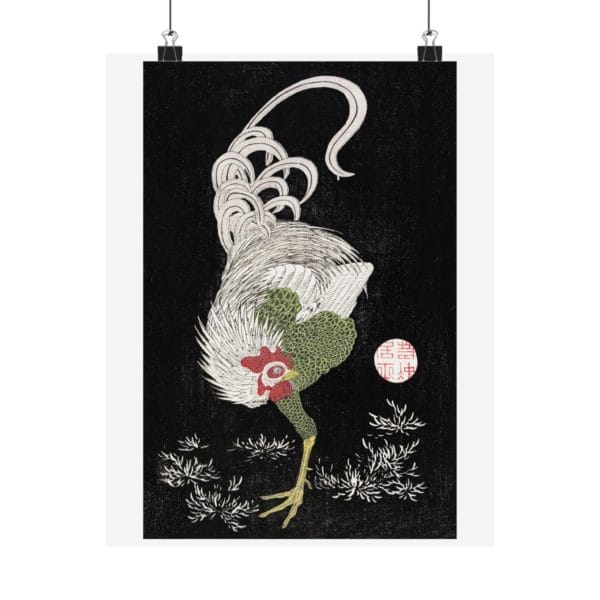 Itō Jakuchū Print – Japanese rooster (18th century) #007 (public domain reproduction)