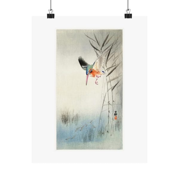 Front, 11″ x 14″ – Ohara Koson Print – Kingfisher Hunting For Fish In The Water #005 (public domain reproduction) Ohara Koson Print – Kingfisher Hunting For Fish In The Water #005 (public domain reproduction)
