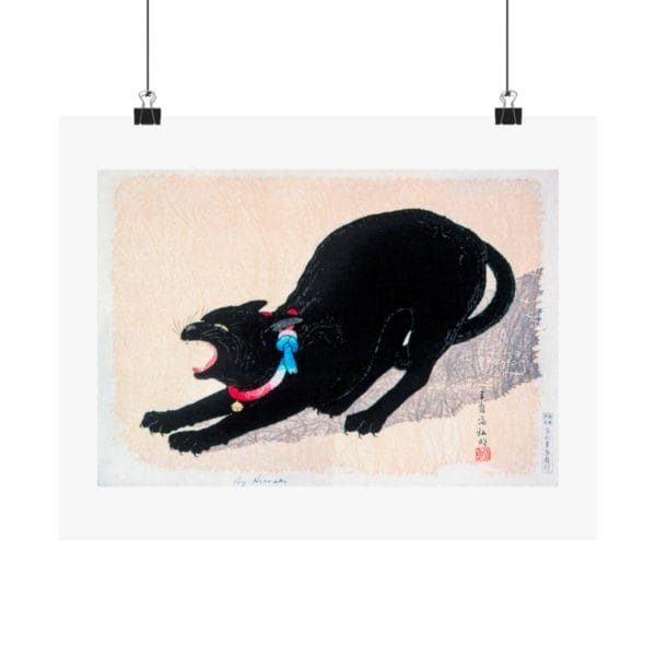 Takahashi Shōtei Print – Cat With Bell Horizontal #001 (public domain reproduction)