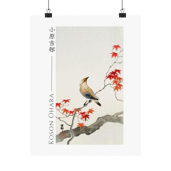 Front, 11″ x 14″ – Ohara Koson Print – Japanese Plague Bird On Maple #089 (public domain reproduction) Ohara Koson Print – Japanese Plague Bird On Maple #089 (public domain reproduction)