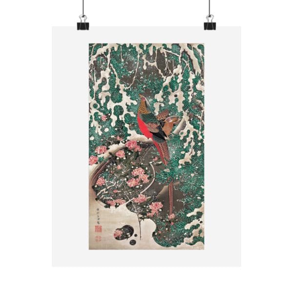 Front, 11″ x 14″ – Itō Jakuchū Print – Golden Pheasants in Snow (circa 1761–1765) #031 (public domain reproduction) Itō Jakuchū Print – Golden Pheasants in Snow (circa 1761–1765) #031 (public domain reproduction)