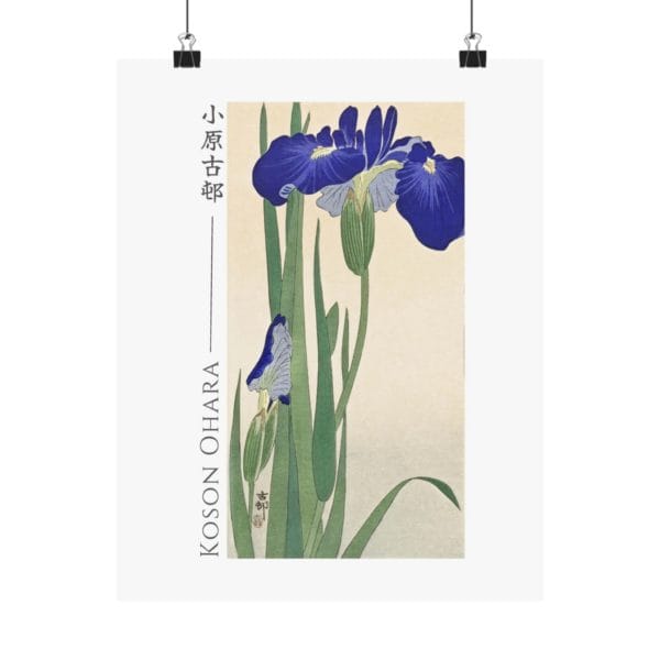 Ohara Koson Print – Blue Irises #026 (public domain reproduction)