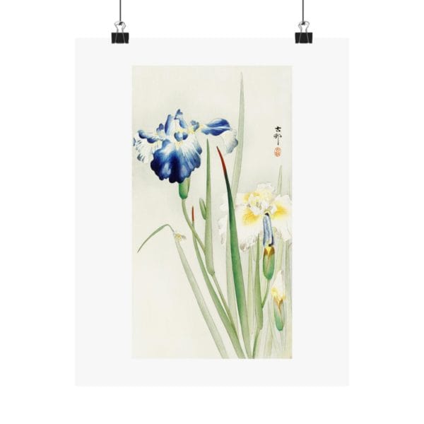 Front, 11″ x 14″ – Ohara Koson Print – Irises #075 (public domain reproduction) Ohara Koson Print – Irises #075 (public domain reproduction)