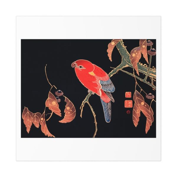 Itō Jakuchū Print – Red Parrot on the Branch of a Tree (ca. 1900) #005 (public domain reproduction)