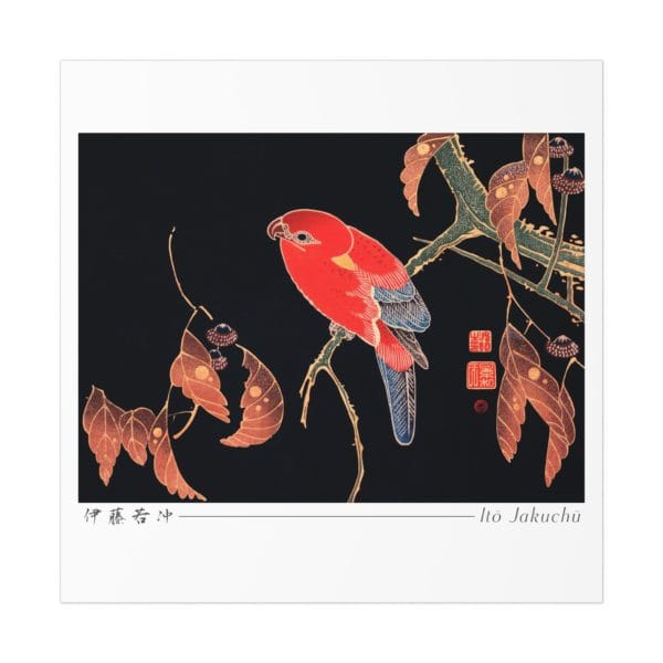Itō Jakuchū Print – Red Parrot on the Branch of a Tree (ca. 1900) #005 (public domain reproduction)