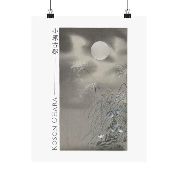 Ohara Koson Print – Grass And Flowers At Full Moon #058 (public domain reproduction)