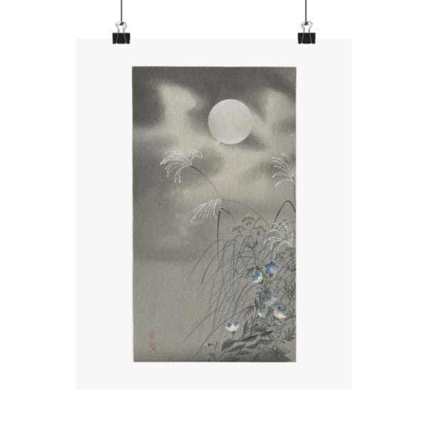 Ohara Koson Print – Grass And Flowers At Full Moon #058 (public domain reproduction)