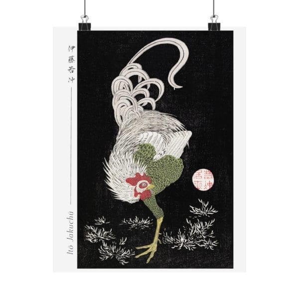 Itō Jakuchū Print – Japanese rooster (18th century) #007 (public domain reproduction)