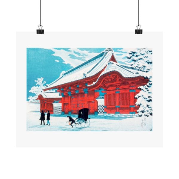 Takahashi Shōtei Print – The Red Gate of Hongo in Snow (1926) #008 (public domain reproduction)