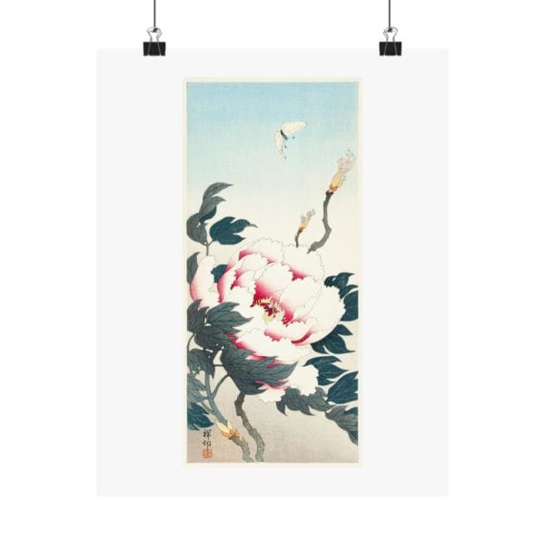 Ohara Koson Print – Peony With Butterfly #019 (public domain reproduction)