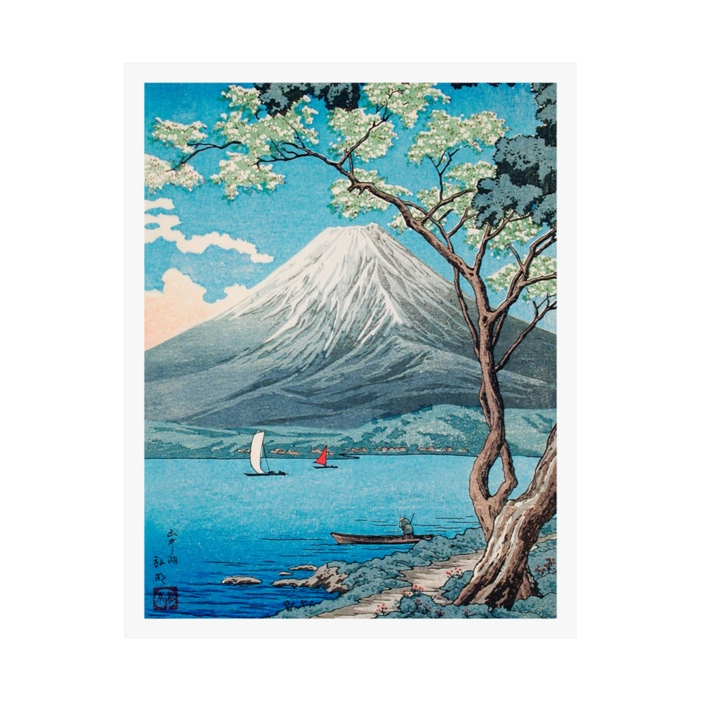 Ito Jakuchu rooster and hen Japanese woodblock style painting print