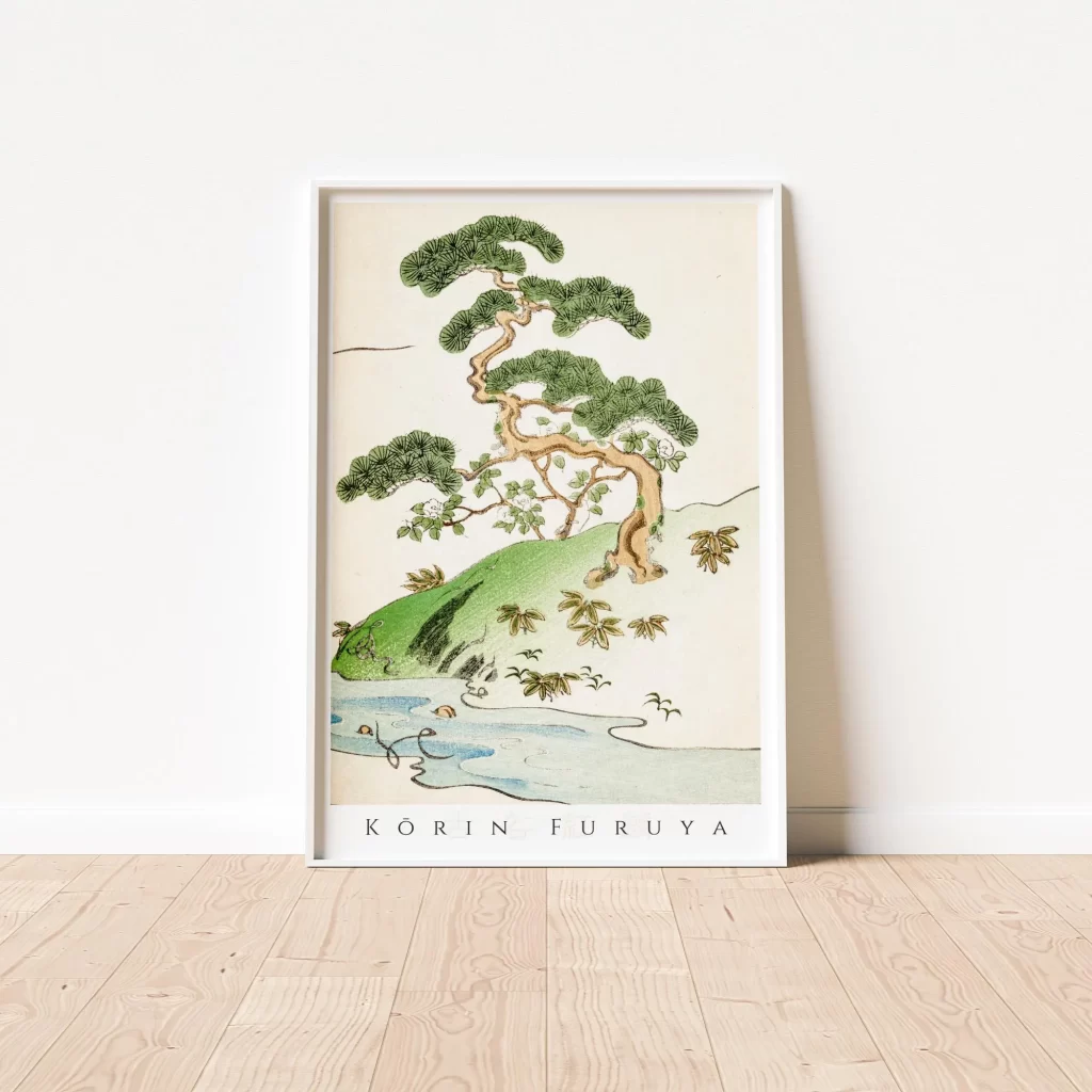Japanese woodblock landscape print minimalist home decor