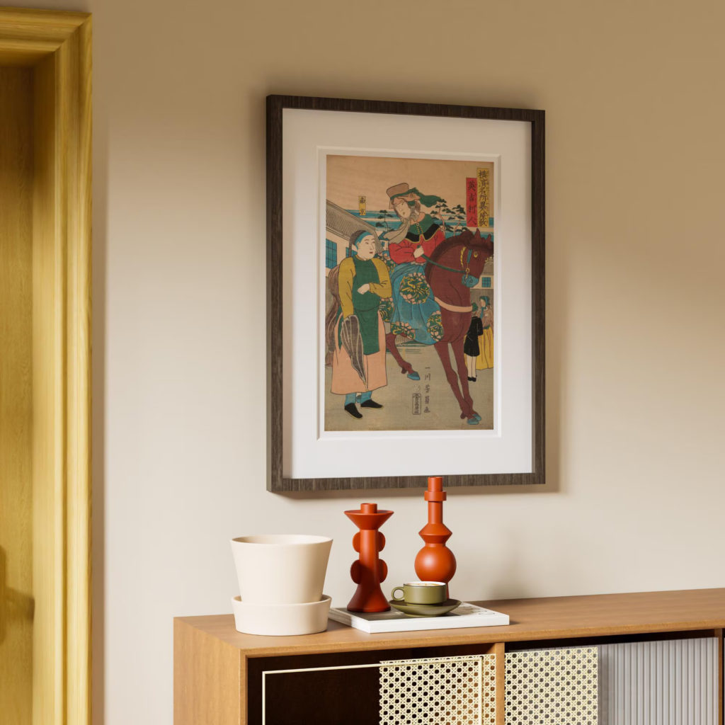 Utagawa Yoshikazu foreign visitors in Edo Japan ukiyo-e print framed wall art