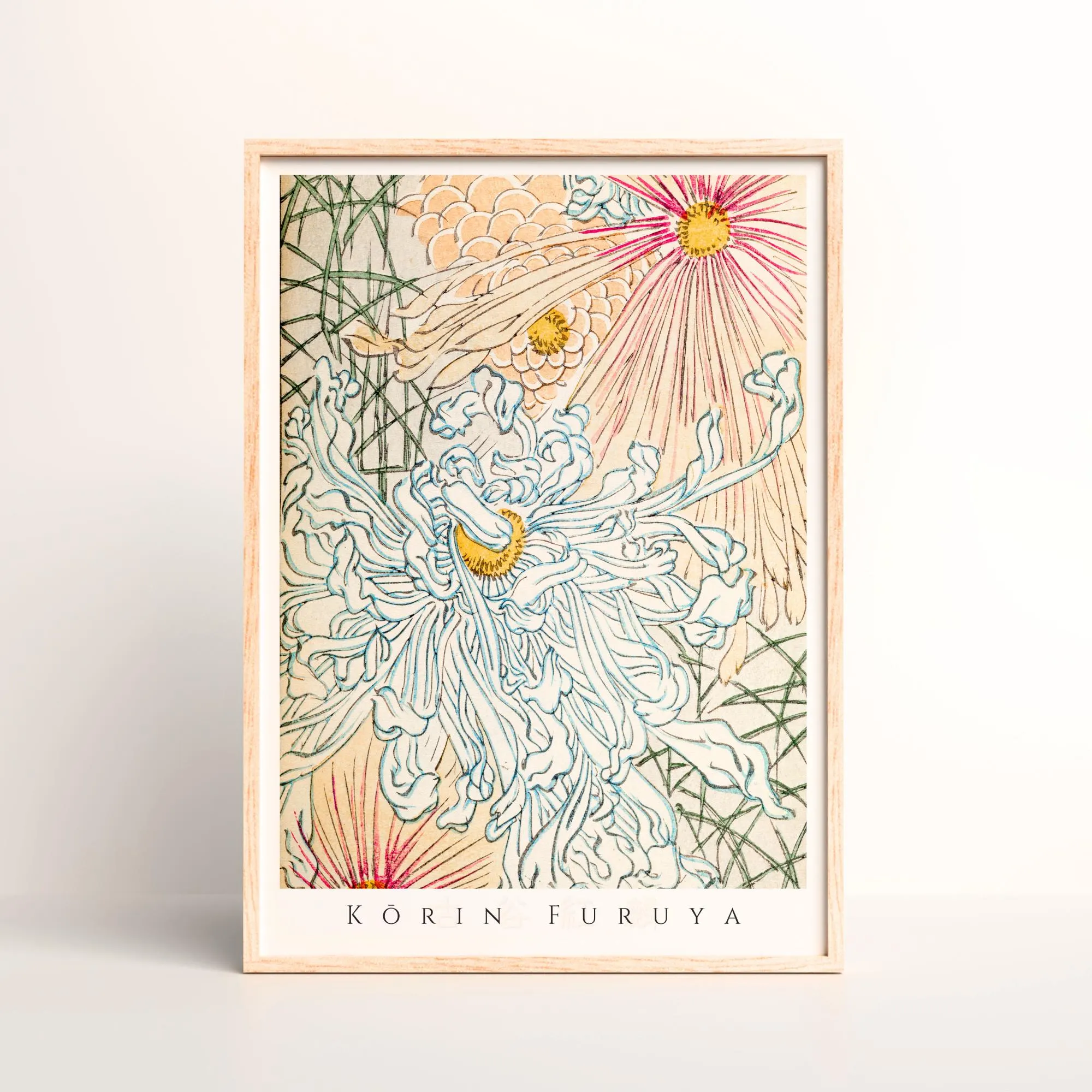 Furuya Korin decorative chrysanthemum pattern Japanese art print